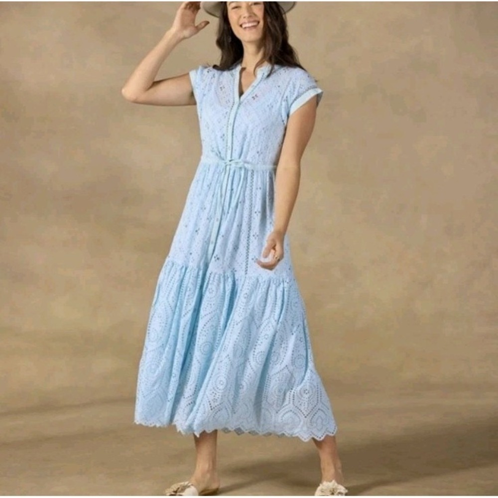 Sundance Dress Size Large Eyelet Astoria Boho Blue‎